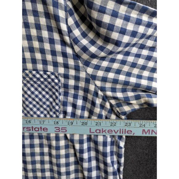 J. Jill Blue & White Gingham Button Back Long Sleeve Top Sz XL Pocket Buttons - Picture 3 of 7